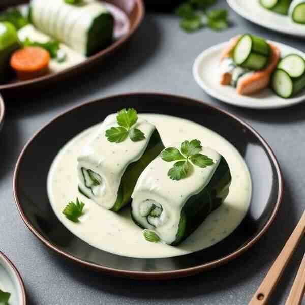 Огуречные рулетики с форелью и сливочным сыром